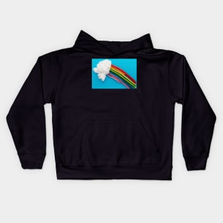 Photo illustration depicting clouds and a rainbow Kids Hoodie